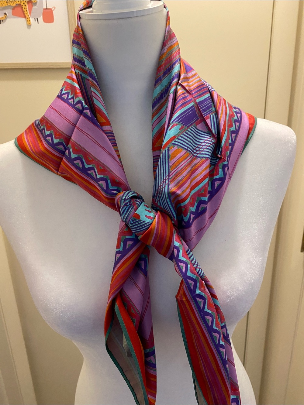 Jim Thompson Thai Silk Aztec Print Scarf